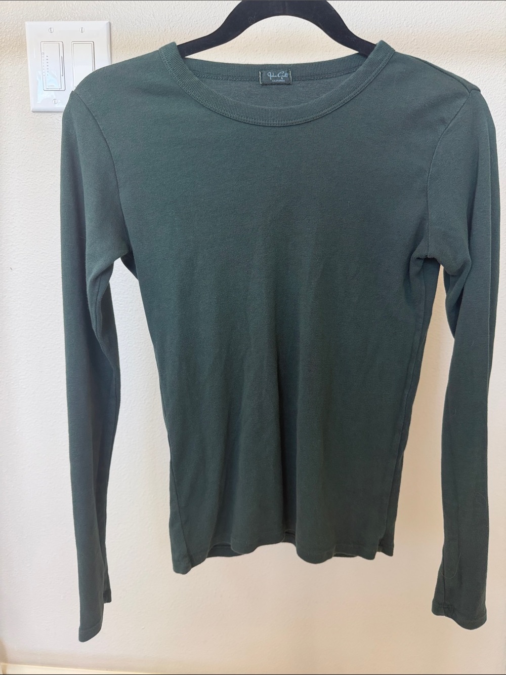 Brandy Melville Long-Sleeve Crewneck Top - Dark Green